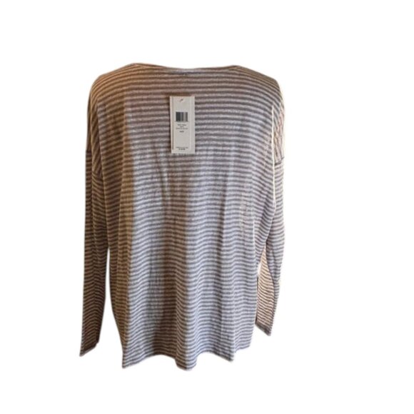 Eileen Fisher 100% Linen Jersey Striped Scoop Neck Box Top Size Med NWT - Picture 5 of 11